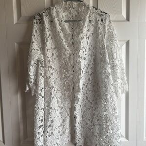 White Lace Floral Kimono